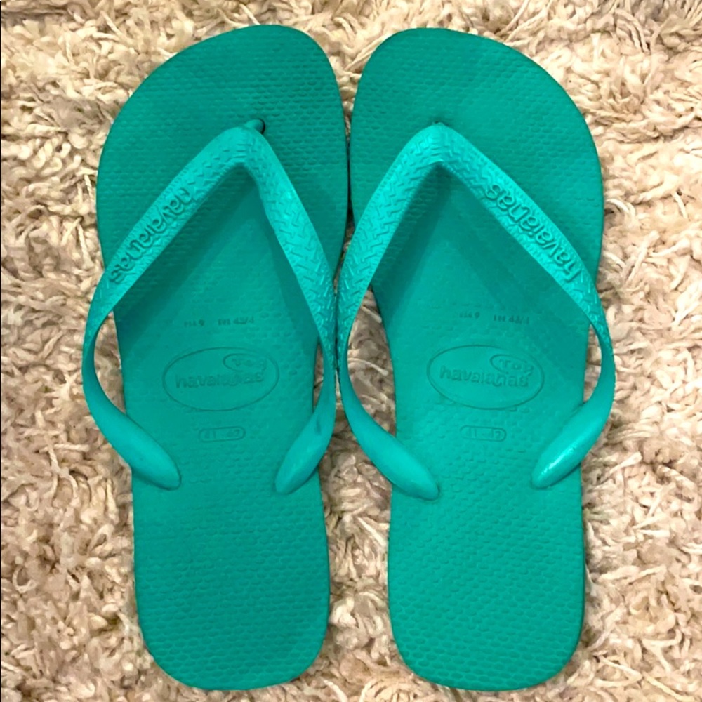 Turquoise havaianas flip flops
